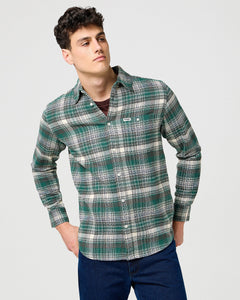 Wrangler Brushed 1 Pocket Shirt - Green Birch