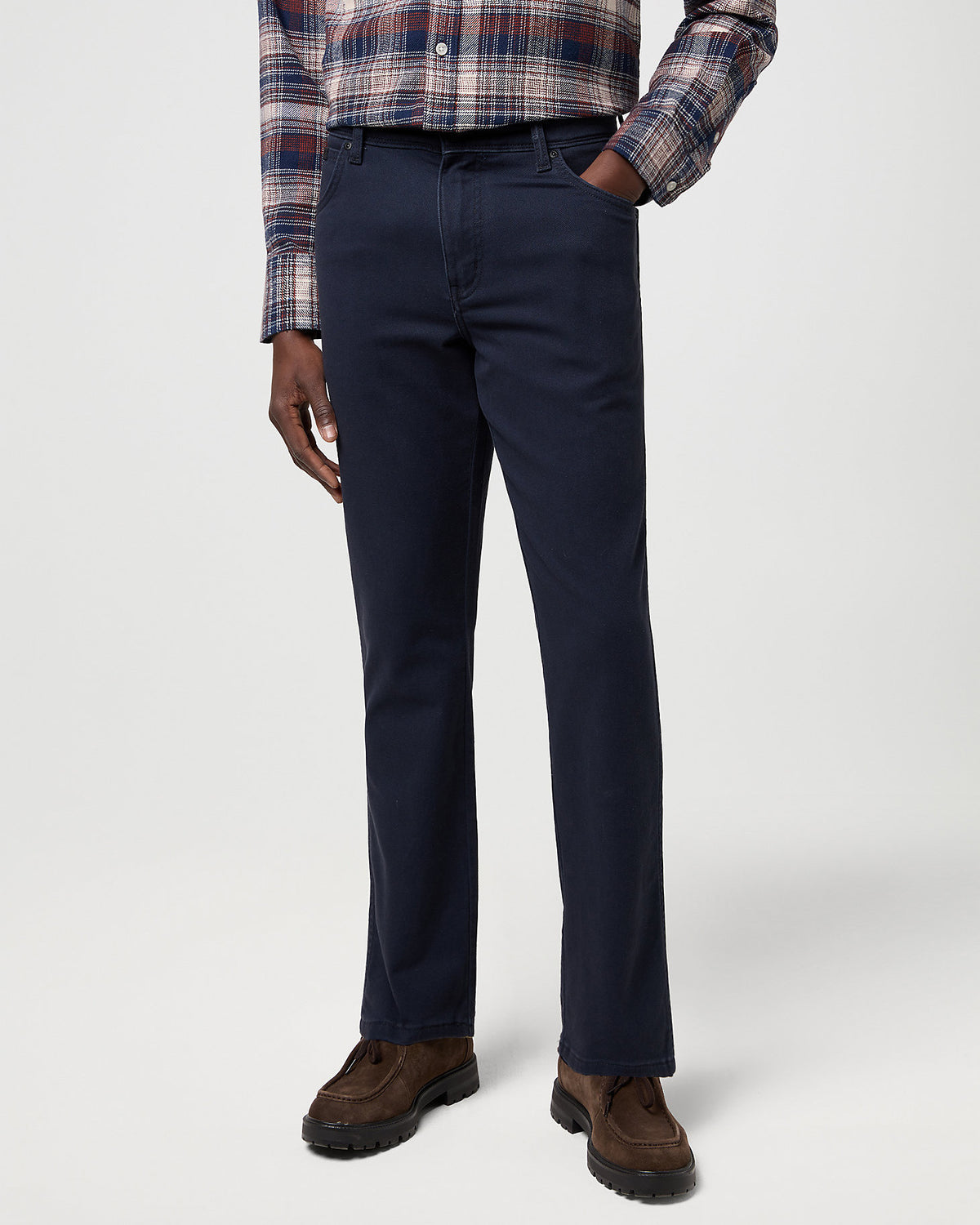 Wrangler Texas Stretch Authentic Straight Cotton Twill Trousers - Dark Navy | Wrangler Chinos & Non-Denim Pants | JEANSTORE