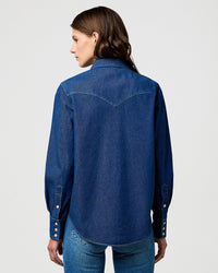 Wrangler Womens Western Denim Shirt - Dark Wash