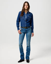 Wrangler Womens Western Denim Shirt - Dark Wash