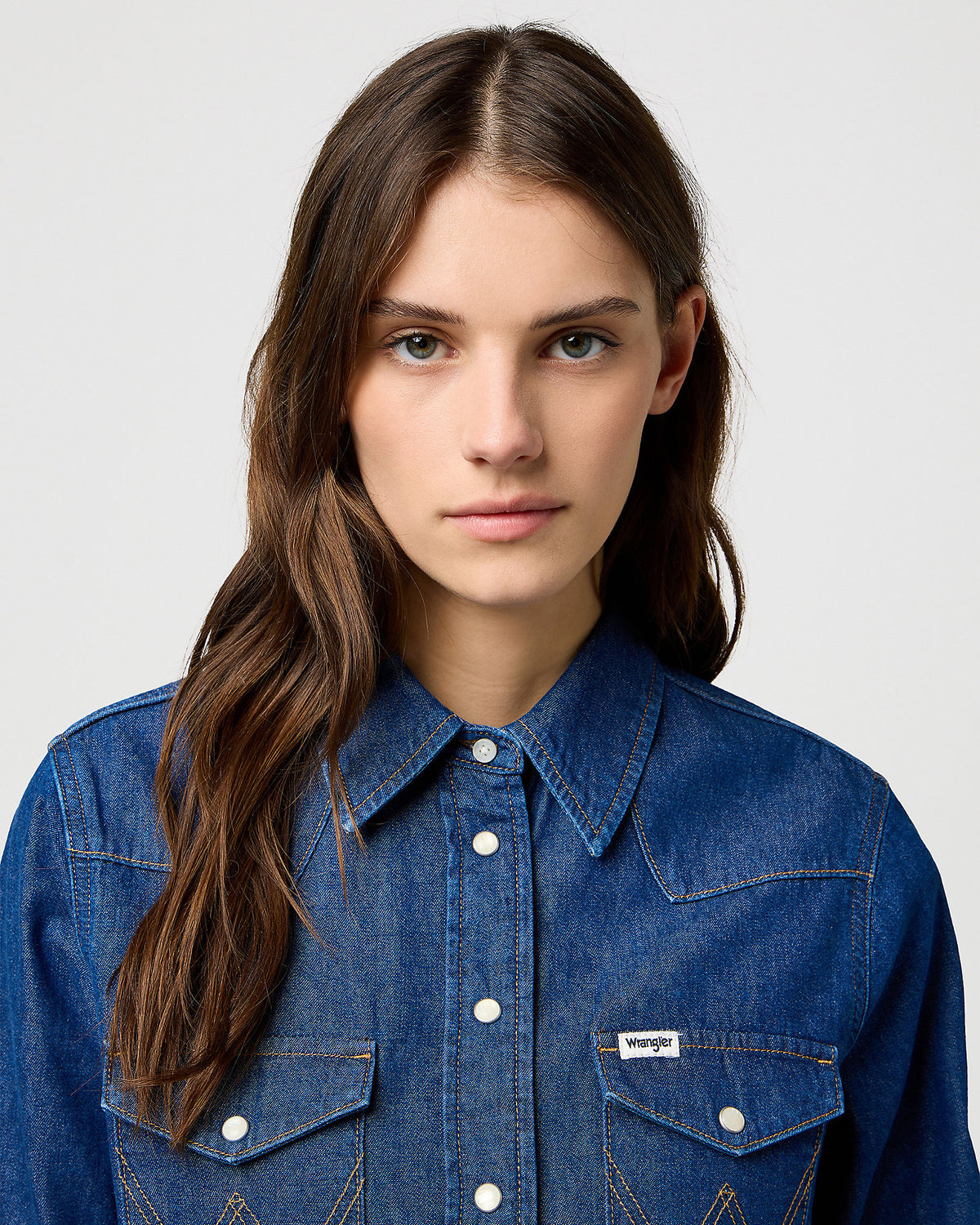 Wrangler Womens Western Denim Shirt - Dark Wash