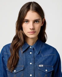 Wrangler Womens Western Denim Shirt - Dark Wash
