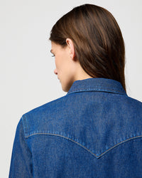 Wrangler Womens Western Denim Shirt - Dark Wash