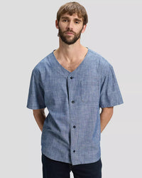 Lee Relaxed Baseball Tee w/ Pocket - Light Wash Chambray
