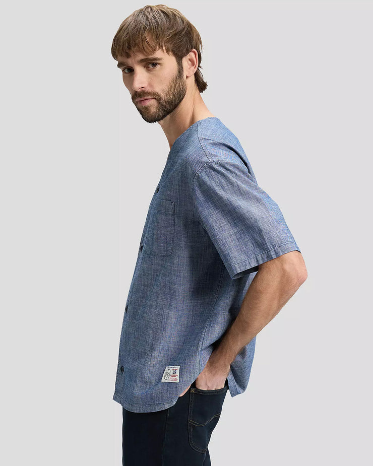 Lee Relaxed Baseball Tee w/ Pocket - Light Wash Chambray