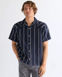 Wrangler S/S Resort Shirt - Navy / White