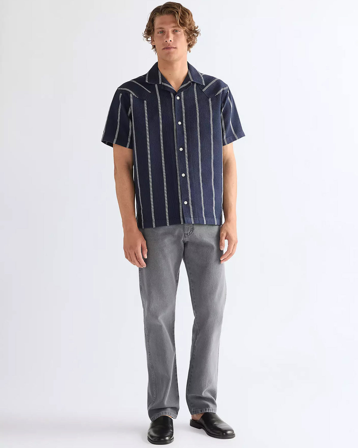 Wrangler S/S Resort Shirt - Navy / White