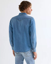 Wrangler Western Denim Shirt - Mid Light Wash