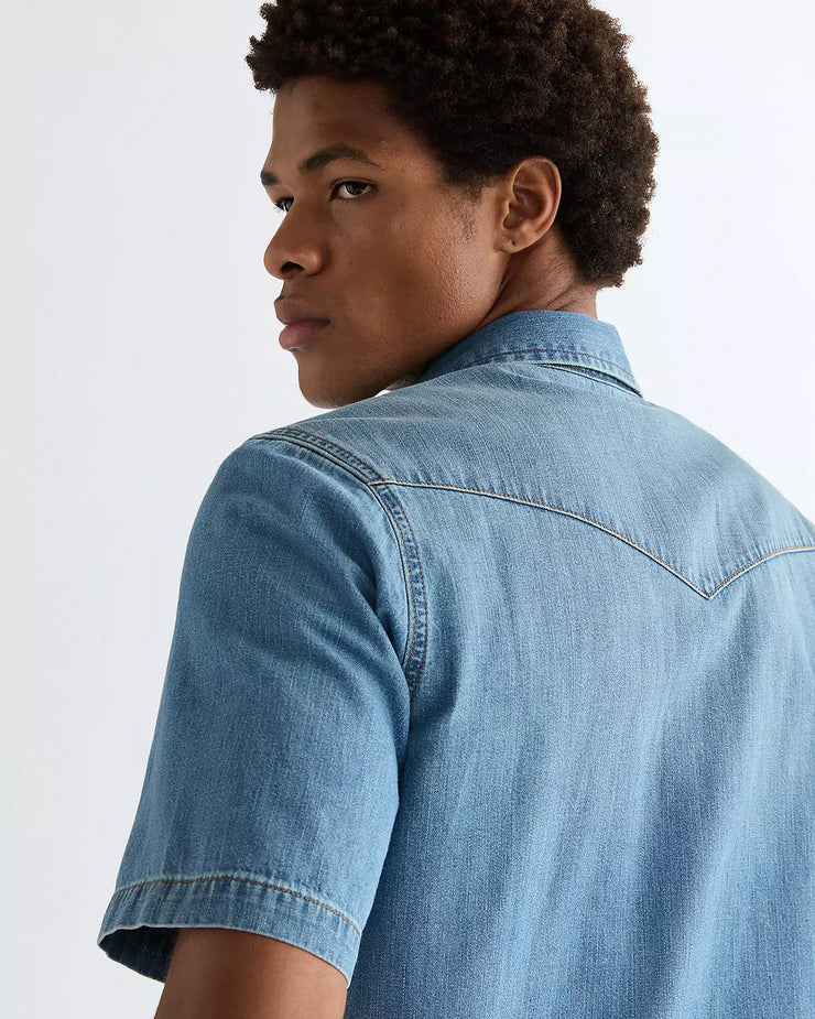 Wrangler S/S Western Denim Shirt - Mid Light Wash