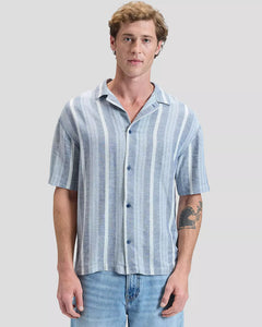 Lee Relaxed Resort Shirt - Academy Blue Stripe
