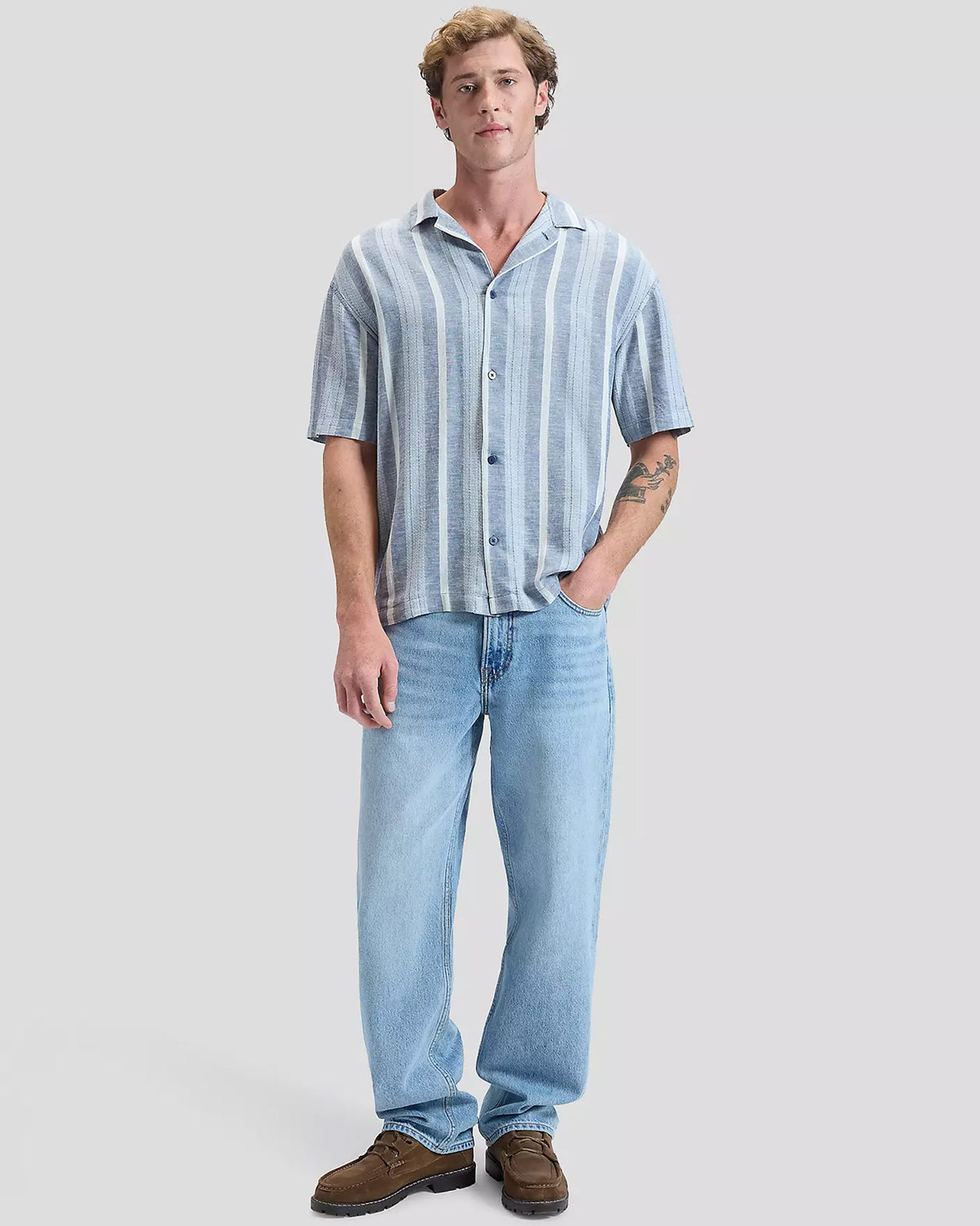 Lee Relaxed Resort Shirt - Academy Blue Stripe