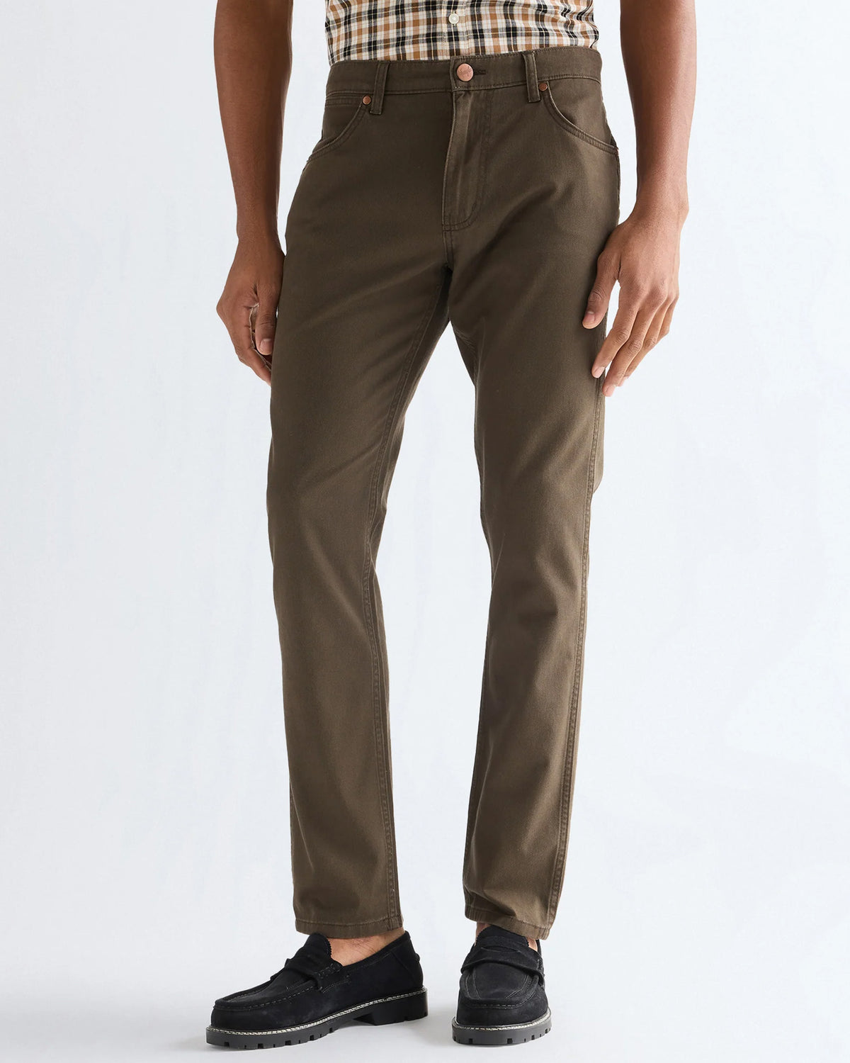 Wrangler Greensboro Regular Fit Mens Cotton Trousers - Wren | Wrangler Chinos & Trousers | JEANSTORE
