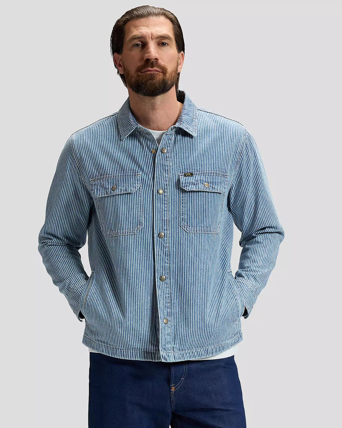 Lee 101 Made In Japan Selvedge Relaxed Overshirt - Washed RR Stripe