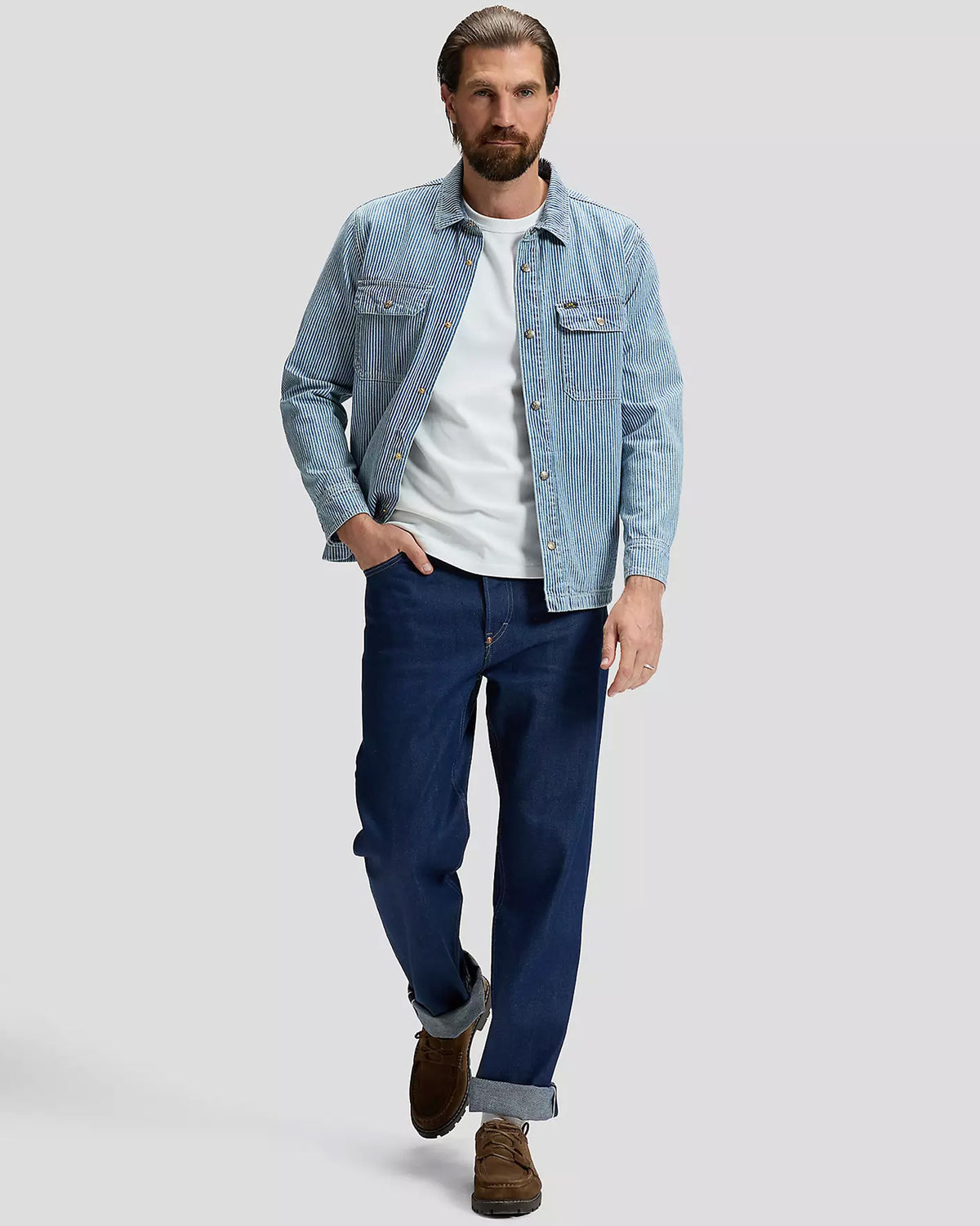 Lee 101 Made In Japan Selvedge Relaxed Overshirt - Washed RR Stripe