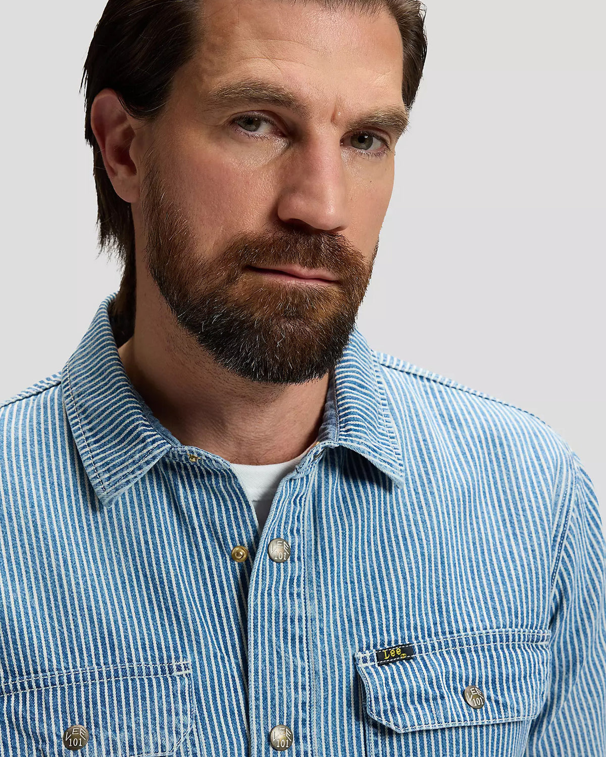 Lee 101 Made In Japan Selvedge Relaxed Overshirt - Washed RR Stripe