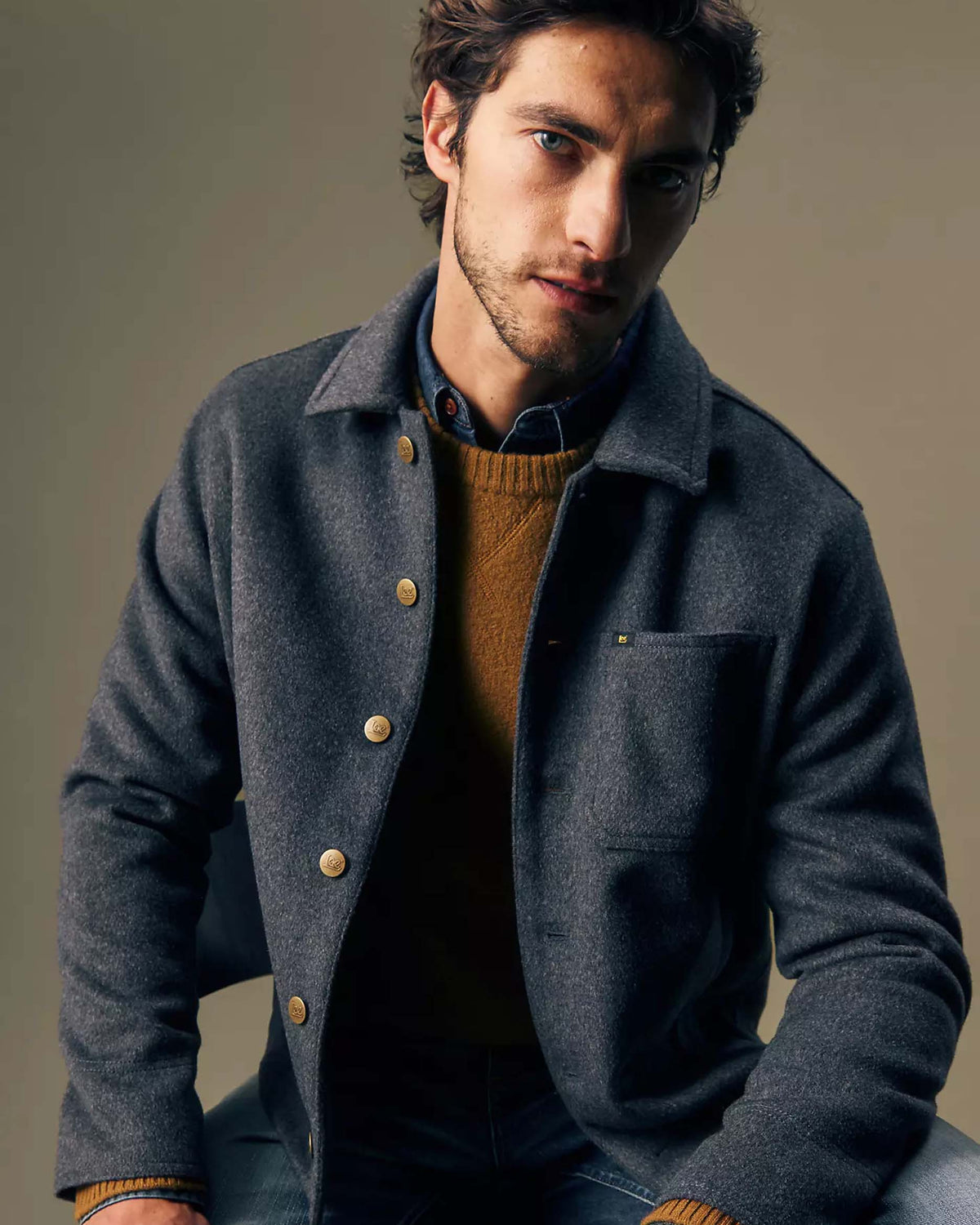 Lee Gold Relaxed Wool Jacket - Grey Charcoal Heather