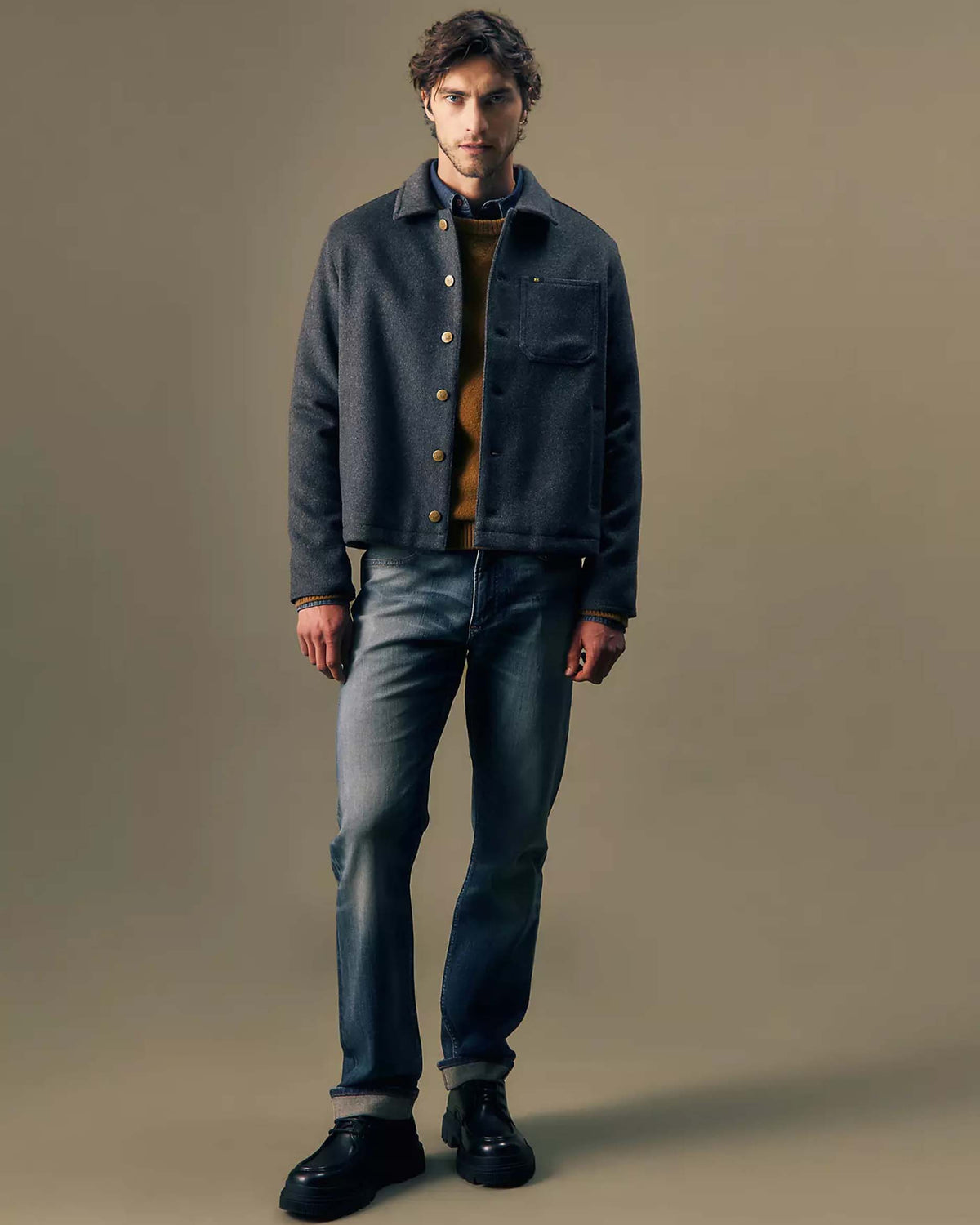 Lee Gold Relaxed Wool Jacket - Grey Charcoal Heather