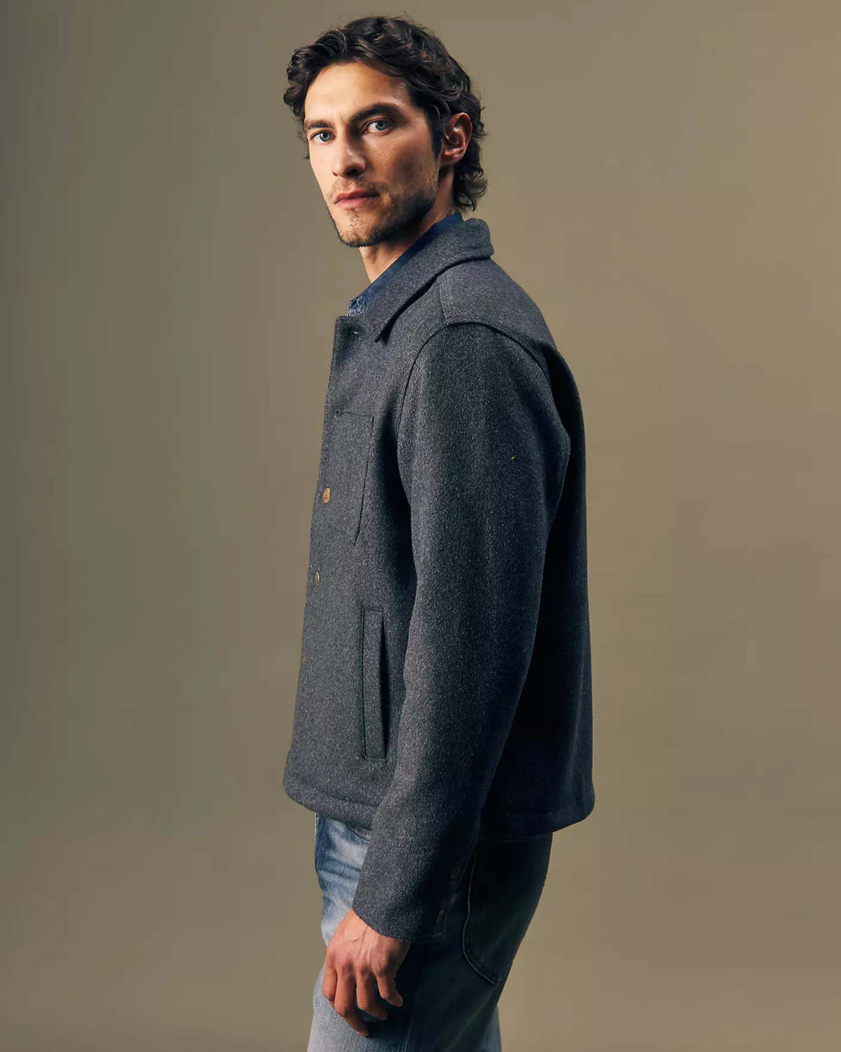 Lee Gold Relaxed Wool Jacket - Grey Charcoal Heather
