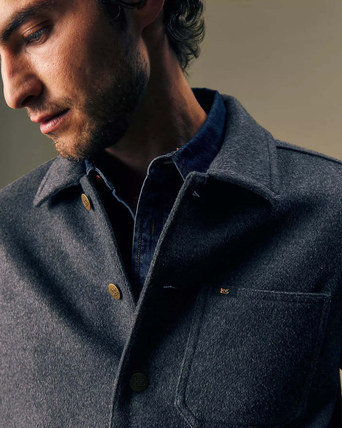 Lee Gold Relaxed Wool Jacket - Grey Charcoal Heather