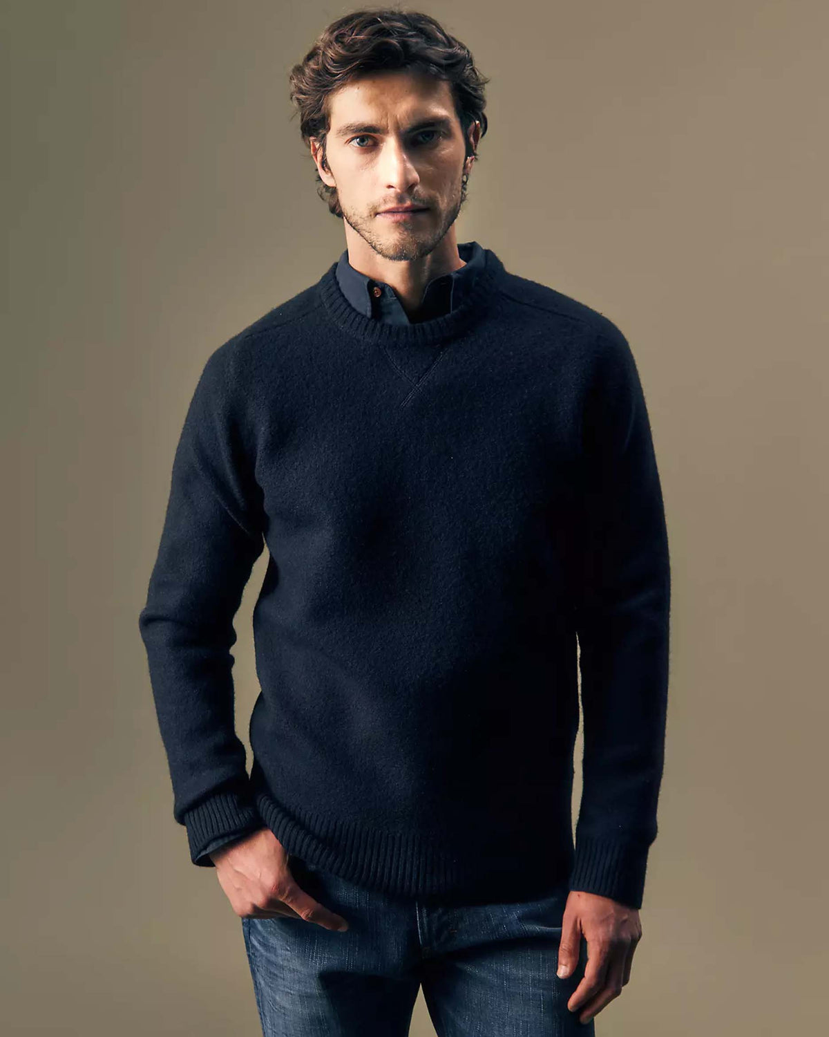 Lee Gold Regular Boiled Wool Sweater - Rebel Navy