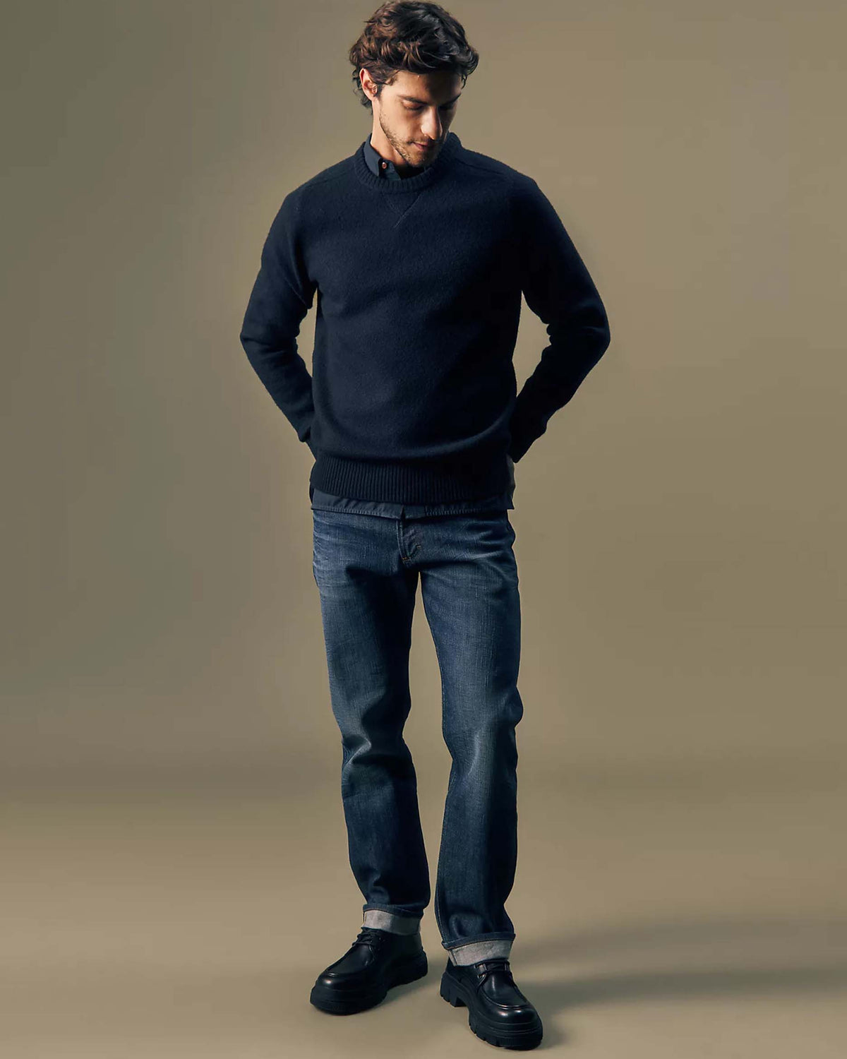 Lee Gold Regular Boiled Wool Sweater - Rebel Navy