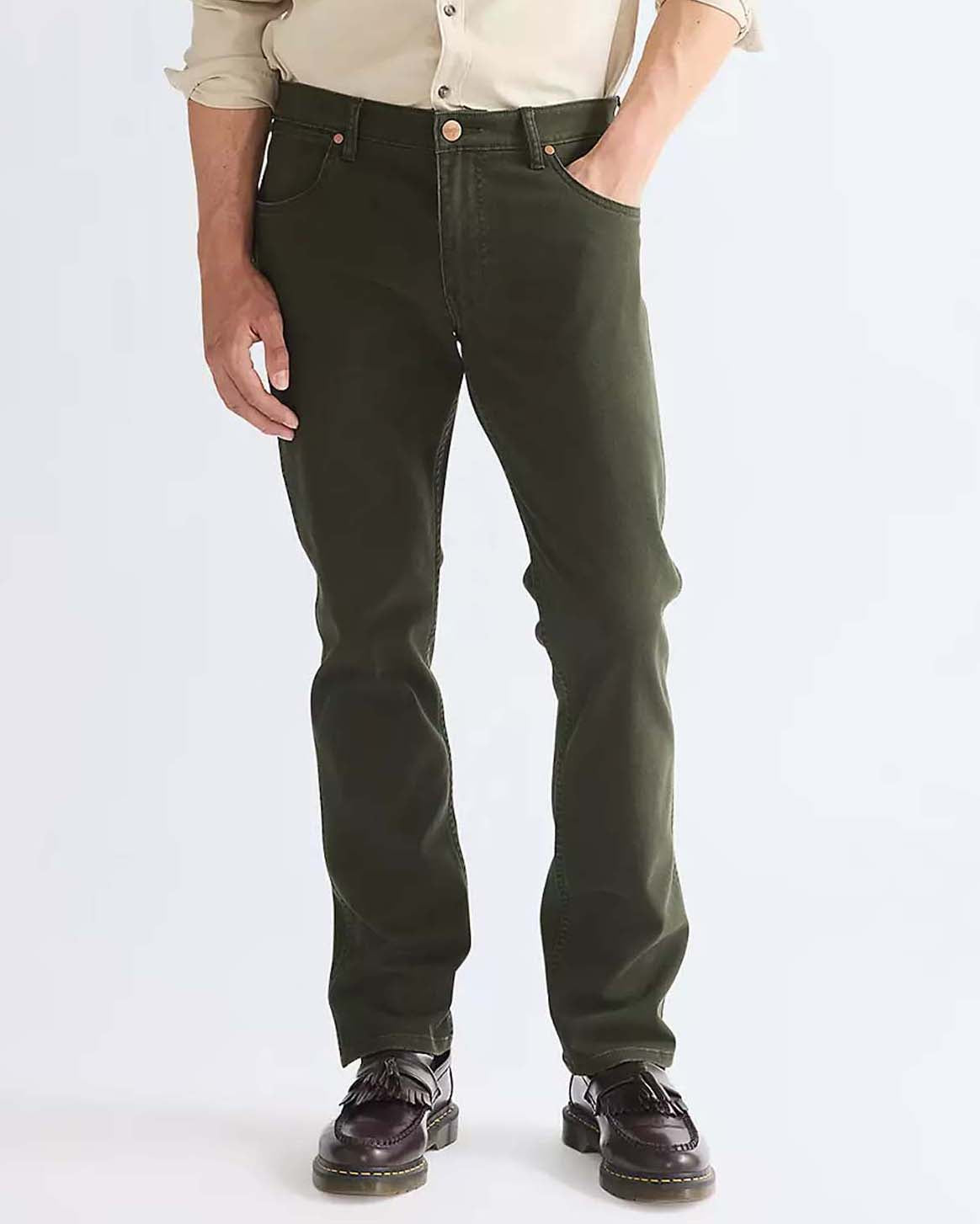 Wrangler Greensboro Regular Fit Brushed Cotton Mens Trousers - Rosin