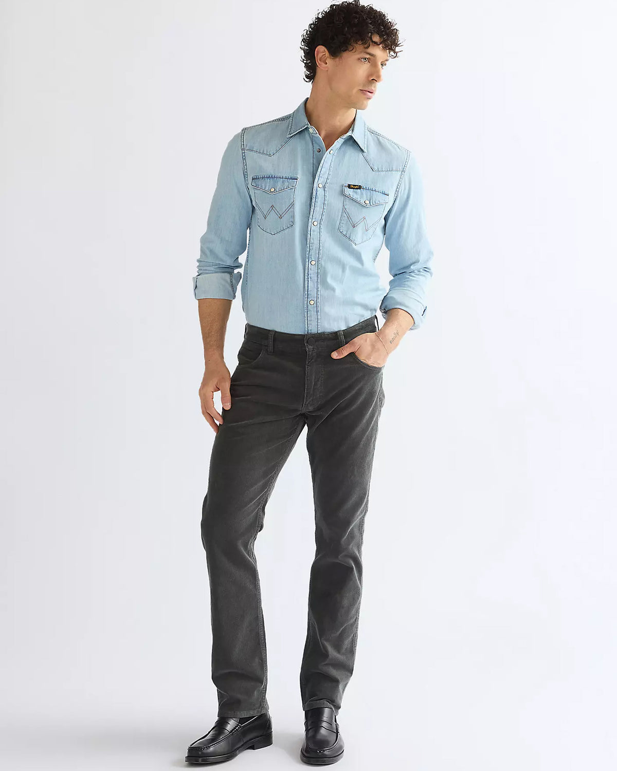 Wrangler Greensboro Regular Fit Mens Cords - Dark Shadow