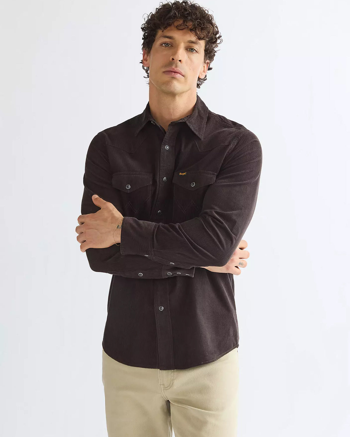 Wrangler Regular Western Corduroy Shirt - Chocolate Torte