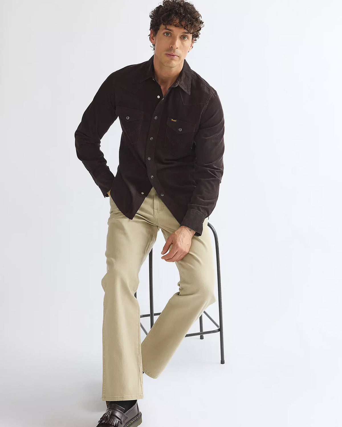 Wrangler Regular Western Corduroy Shirt - Chocolate Torte
