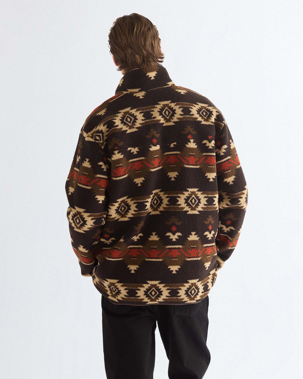 Wrangler Sherpa Fleece Jacket - Aztec Chocolate