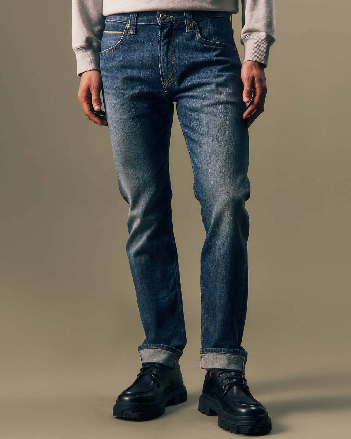 Lee Gold Slim Straight Selvedge Mens Jeans - Golden Hour