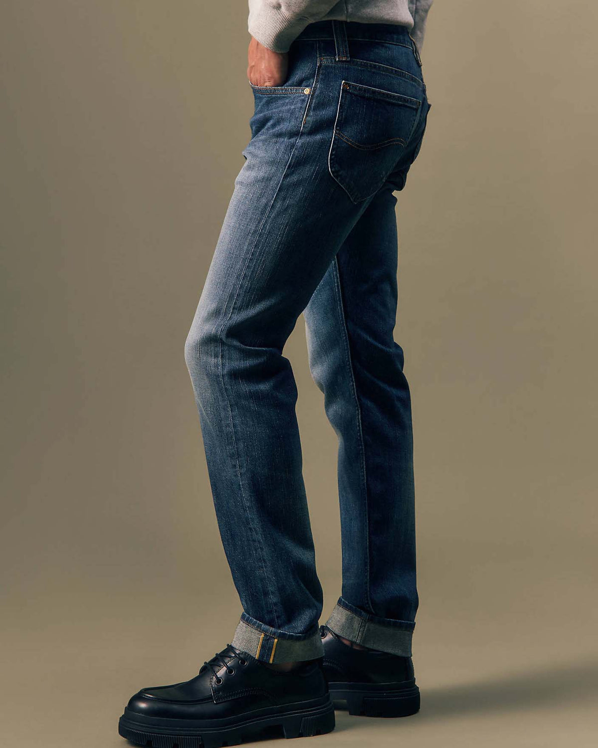 Lee Gold Slim Straight Selvedge Mens Jeans - Golden Hour
