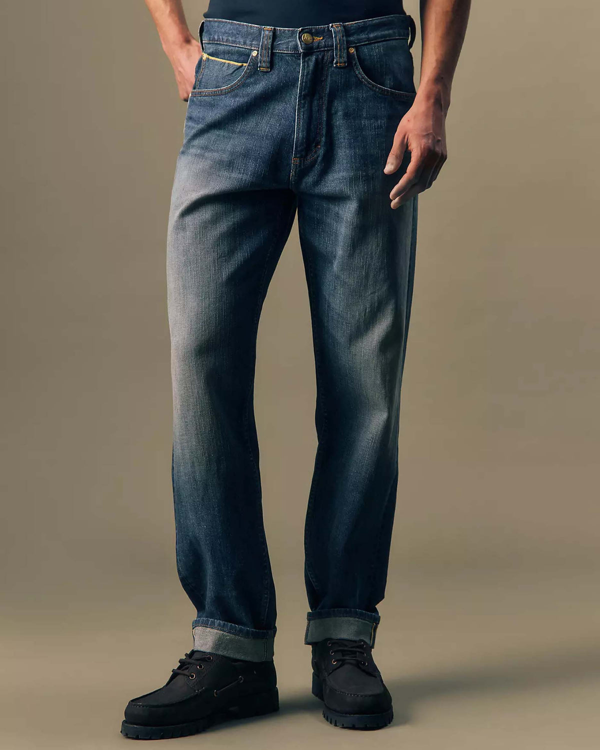 Lee Gold Relaxed Tapered Selvedge Mens Jeans - Golden Hour