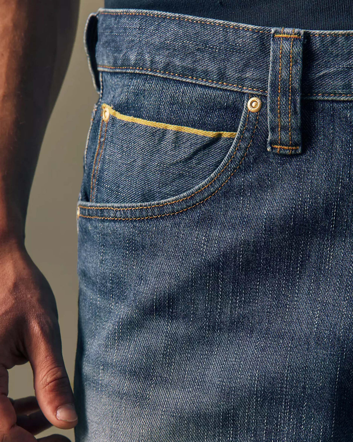 Lee Gold Relaxed Tapered Selvedge Mens Jeans - Golden Hour