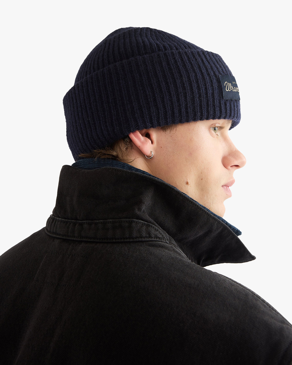 Wrangler Ribbed Wool Beanie - Navy