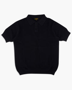 Le Mont St Michel Simoni Grid Knit Sweater Polo Shirt - Navy