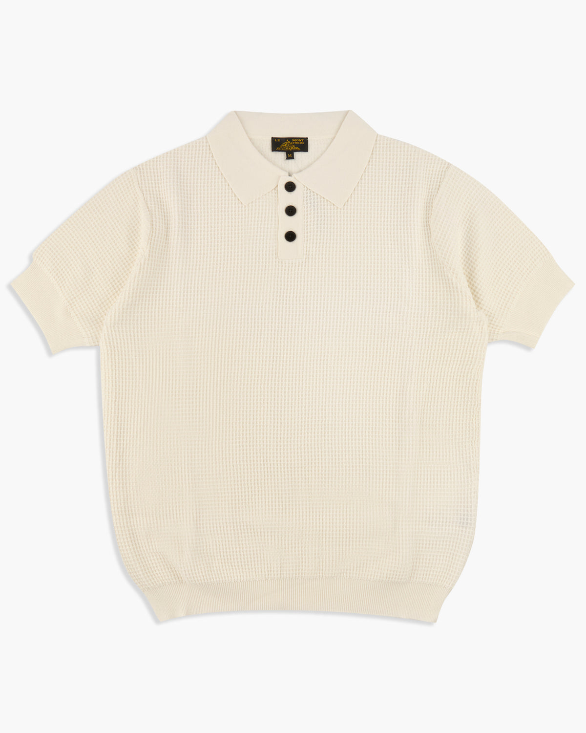 Le Mont St Michel Simoni Grid Knit Sweater Polo Shirt - Off White | Le Mont St Michel Polo Shirts | JEANSTORE