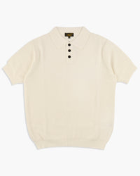 Le Mont St Michel Simoni Grid Knit Sweater Polo Shirt - Off White | Le Mont St Michel Polo Shirts | JEANSTORE
