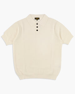 Le Mont St Michel Simoni Grid Knit Sweater Polo Shirt - Off White