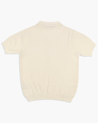 Le Mont St Michel Simoni Grid Knit Sweater Polo Shirt - Off White | Le Mont St Michel Polo Shirts | JEANSTORE