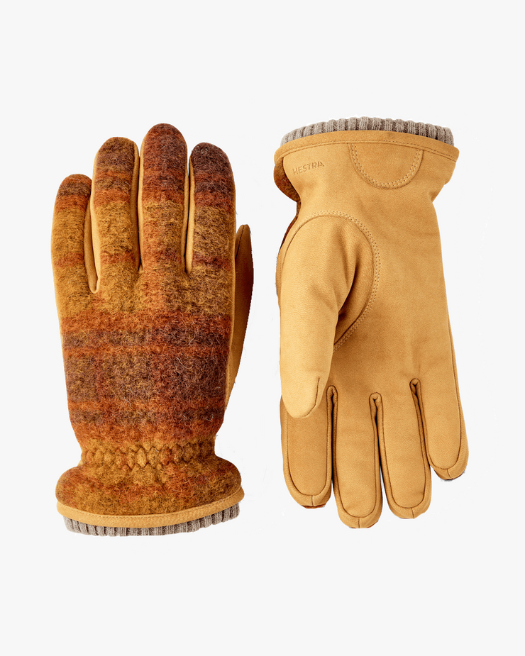 Hestra Noah Goatskin Nubuck & Wool Gloves - Mustard Multi | Hestra Gloves | JEANSTORE