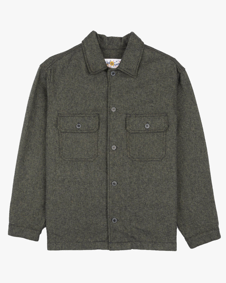 Naked & Famous Denim Over Shirt - Triple Yarn Twist Brushed Flannel / Forest Green