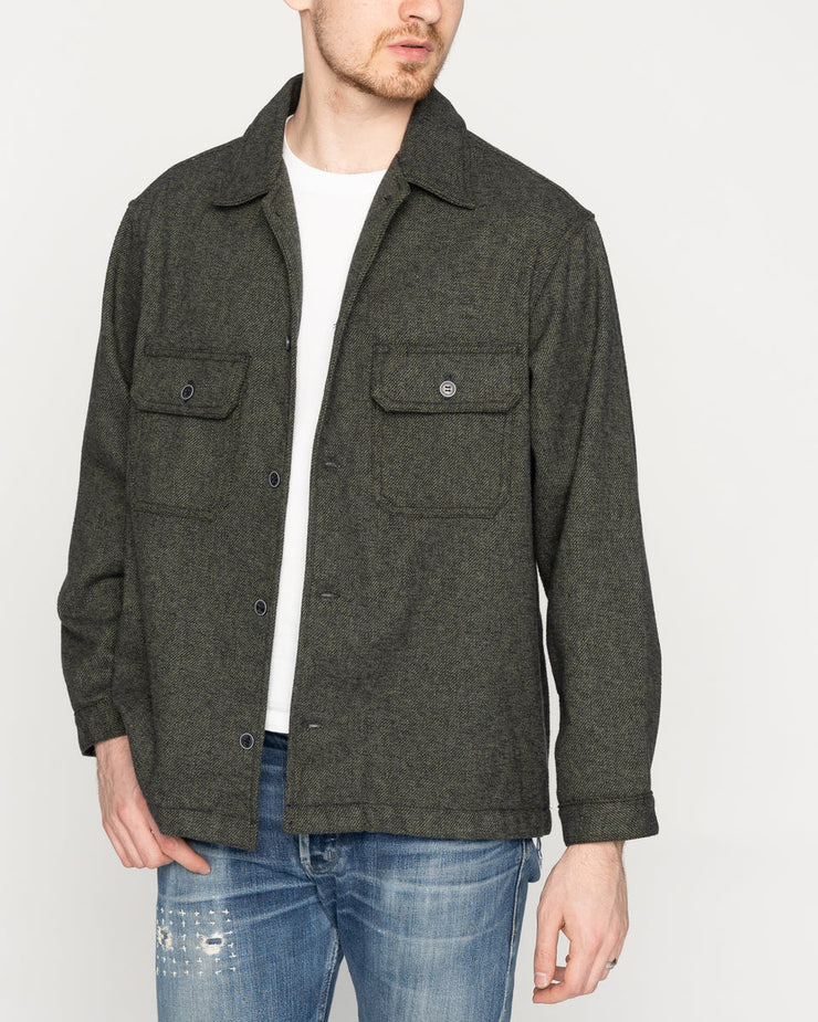 Naked & Famous Denim Over Shirt - Triple Yarn Twist Brushed Flannel / Forest Green