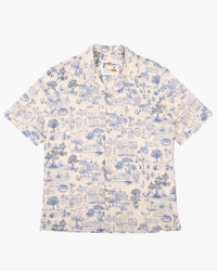 Naked & Famous Denim Aloha Shirt - Linen Cats Blue