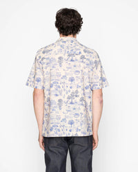 Naked & Famous Denim Aloha Shirt - Linen Cats Blue