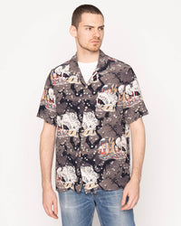 Naked & Famous Denim Aloha Shirt - Skeletons / Dark Grey | Naked & Famous Denim Shirts | JEANSTORE