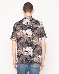 Naked & Famous Denim Aloha Shirt - Skeletons / Dark Grey | Naked & Famous Denim Shirts | JEANSTORE