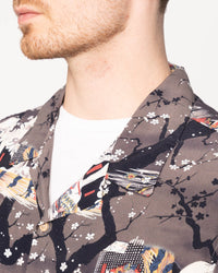 Naked & Famous Denim Aloha Shirt - Skeletons / Dark Grey | Naked & Famous Denim Shirts | JEANSTORE