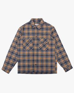 Naked & Famous Denim Triple Twist Yarn Flannel Work Shirt - Blue / Beige