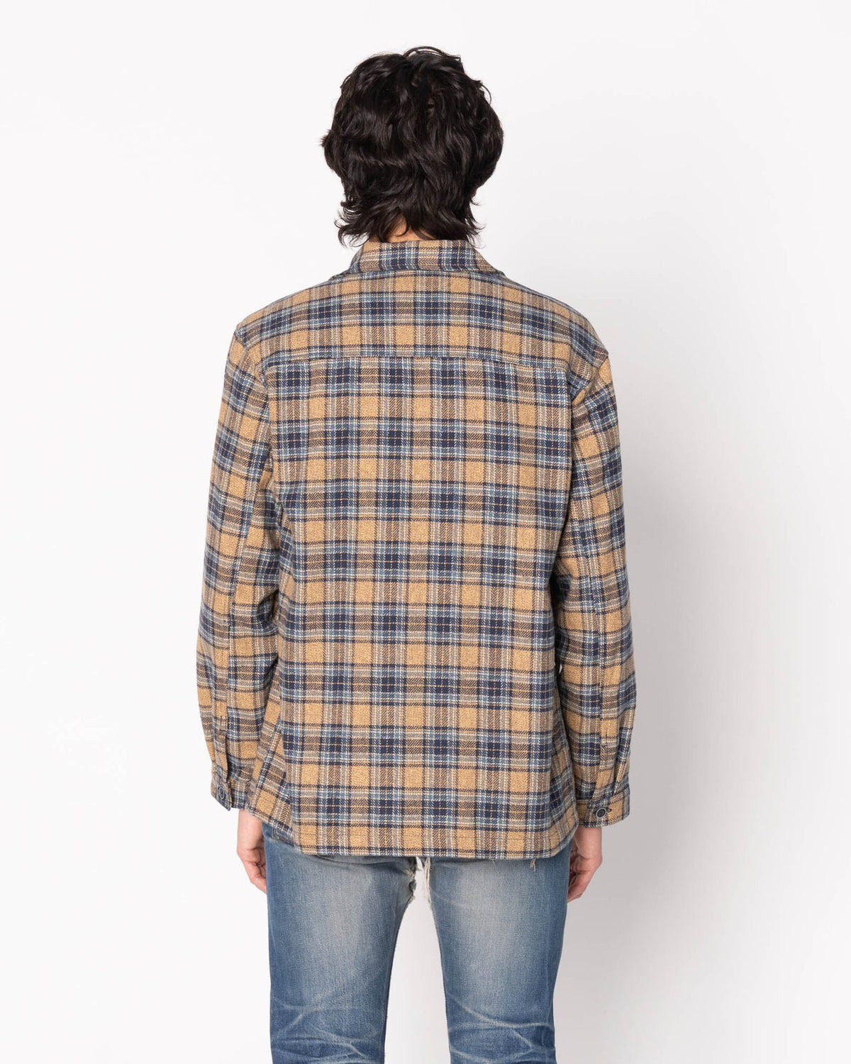 Naked & Famous Denim Triple Twist Yarn Flannel Work Shirt - Blue / Beige